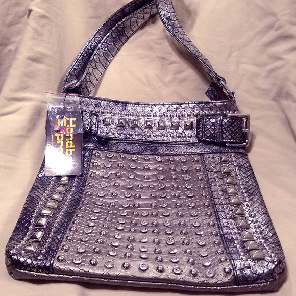 Handbag Express Handbags - Pewter Rhinestone Studded Fashion Crossbody Sling